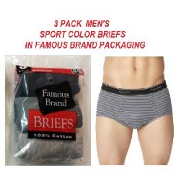 48 Pieces Fruit Loom / Hanes 3 Pk Men Sport Color Briefs / Famous Brand Pk. - Mens Underwear