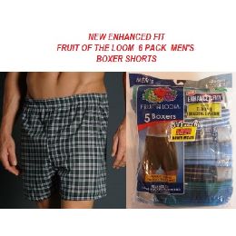 24 Wholesale Fruit Of The Loom New Enhanced Fit! 6 Pack Men's Boxer Shorts