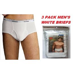 24 Wholesale Hanes 3 Pack Men's White Briefs ( Slightly Imperfect Size Medium