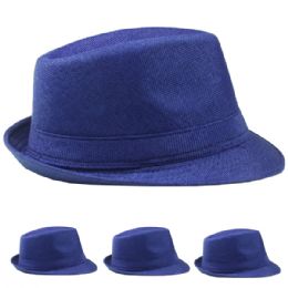 24 Wholesale Beach Party Blue Color Adult Trilby Fedora Hat