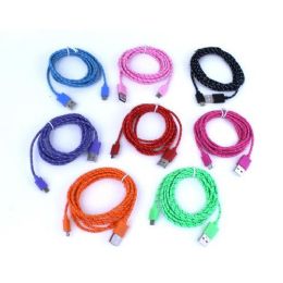 240 Wholesale 6' Knit Round Cell Phone Charging Cables In Assorted Colors