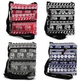 120 Wholesale Large Cross Body Bag W/front Pocket In Assorted Prints / Colors
