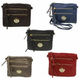 120 Wholesale Designer Inspired Cross Body Bag Featuring 2 Zippers