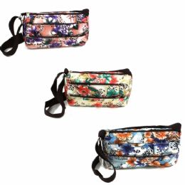 120 Wholesale 3 Zipper Satin Cross Body Bag In Assorted Prints / Colors