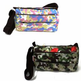 120 Wholesale 3 Zipper Satin Cross Body Bag In Assorted Prints / Colors