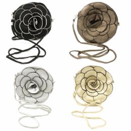120 Wholesale Round Flower Cross Body Bag In Asst Colors