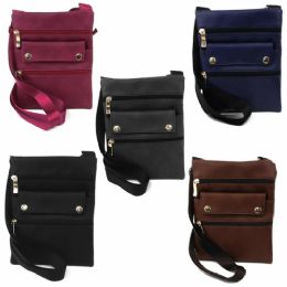 120 Wholesale Mid Size Cross Body Bag In Assorted Solid Color Prints