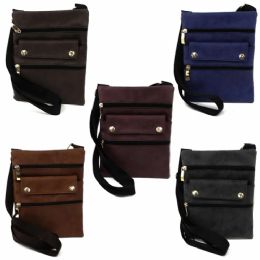 120 Wholesale Mid Size Cross Body Bag In Assorted Solid Color Prints