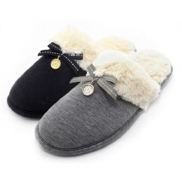 36 Wholesale Women's Clog With Plush Inside Upper And Bow