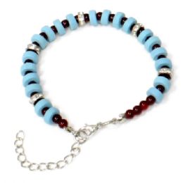 240 Wholesale Blue & Brown Bracelet With Bling Accenting