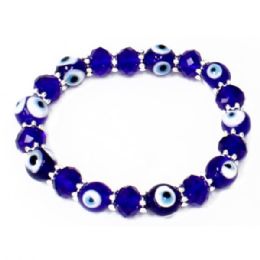 240 Wholesale Lucky Eye Bracelet In Blue With Rhinestone Accent Decor