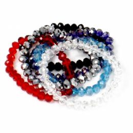 240 Wholesale Single Strand Crystal Bracelet In Assorted Solid Colors