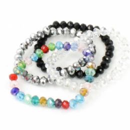 240 Wholesale Single Strand Crystal Bracelet In Assorted Colors Including MultI-Color