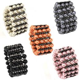 240 Wholesale 4 Row Pearl Bracelet With Rhinestones In Assorted Colors