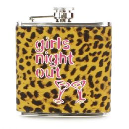 100 Wholesale Girls Nite Out Leopard Print Flask In Individual Box