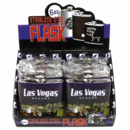 128 Pieces Las Vegas Themed Flask In A Retail Counter Box Display - Home Accessories