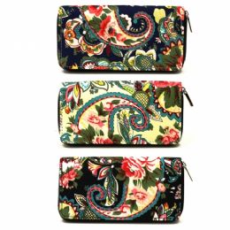 120 Wholesale 1 Zipper Wallet In Asst Prints / Colors