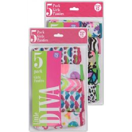 48 of Girls "jus Girls" 5 Pack Briefs In Assorted Prints.