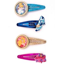 24 Wholesale Princess Motif Snap Clip Set (includes 4 Snap Clips).