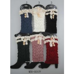 24 Wholesale Knitted Boot Topper Lace Top With Buttons