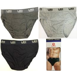24 Wholesale Leo Men's Underwear Shorts Briefs