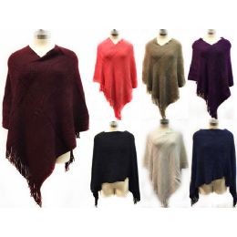 12 Wholesale Knitted Extreme Soft Poncho *assorted Colors & One Size Fits Most