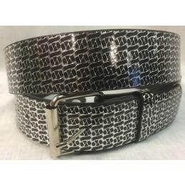 48 Wholesale Black Silver Pu Fashion Belt