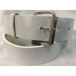 48 Wholesale Silver Printed Pu Fashion Belt