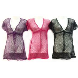 24 Wholesale See Through Lace Cover Up Shirt Assorted