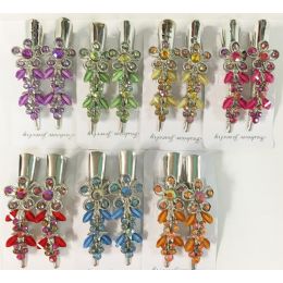 108 Wholesale Flower Hair Clamps Two Pcs Per Card Assorted Of Flower Design *assorted Colors