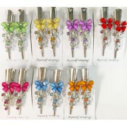 108 Wholesale Butterfly Hair Clamps Two Pcs Per Card Assorted Butterfly Design *assorted Colors