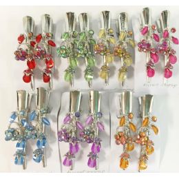108 Wholesale Flower Hair Clamps Two Pcs Per Card Assorted Flower Design *assorted Colors