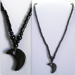96 Wholesale Magnetic Hematite Necklace Moon 18" Magnetic Hematite Necklace Style: Moon Color: Black
