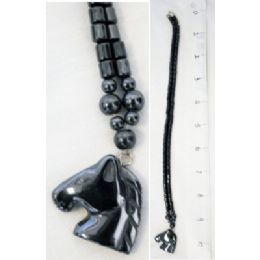 96 Wholesale Magnetic Hematite Necklace Horse 18 inch Magnetic Horse Necklace, Color: Black