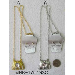 120 Units of Gold & Silver Colored Earring Necklace Purse Design - Necklace Sets