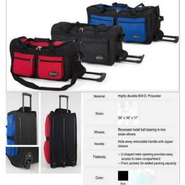 6 Wholesale 36" 3 Wheels Luggage With Handle (black Color Only) Size:36*16*17. Color: Black Only