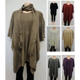 12 Wholesale Knitted Shawl & Scarf Set