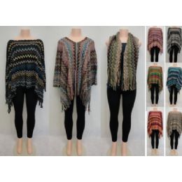 12 Pieces Knitted Shawl With Fringe [chevron] - Winter Pashminas and Ponchos