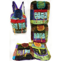 10 Pieces Multiple Ripped Patch Tie Dye Cotton Handmade Backpacks - Draw String & Sling Packs