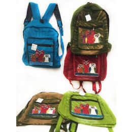 10 Pieces Solid Color Three Owl Tie Dye Cotton Handmade Backpacks - Draw String & Sling Packs