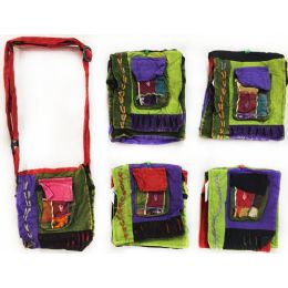 15 Wholesale Nepal Small Sling Bags With Front Patch Work Pocket