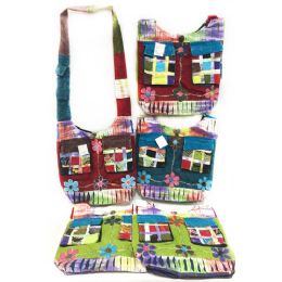 10 Wholesale Nepal Hobo Bags Flowers With Two Front Pockets