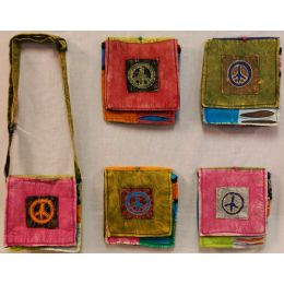 15 Wholesale Nepal Small Sling Bags With Peace Sign Patch