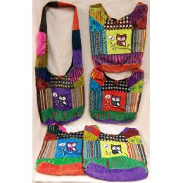 10 Wholesale Nepal Hobo Bags Owl On A Branch With MultI-Color Patch