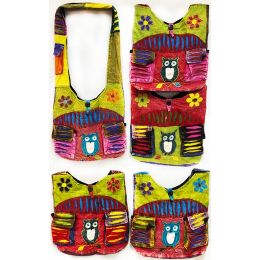 10 Wholesale Nepal Hobo Bag Two Pockets Owl Design Assorted