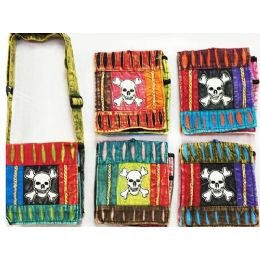 15 Wholesale Small Cotton Handmade Sling Bags Skull Bones Design