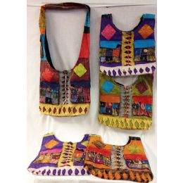 10 Wholesale Nepal Handmade Cotton Tie Dye Hobo Bags Two Pockets