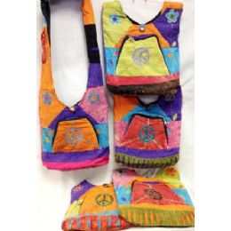 10 Wholesale Peace Sign Hobo Bags With Large Zipper Pocket Front