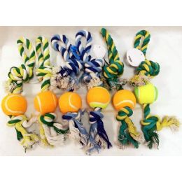 72 Wholesale Dog Puppy Pet Braided Bone Rope With Ball Chew Knot Toy