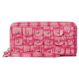 8 of Crocodile Pattern Solid Color Wristlet Wallet Rose Pink